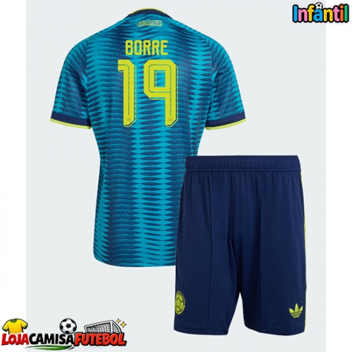 Camisa de Futebol Colômbia Rafael Santos Borre #19 Equipamento Secundário Infantil Mundo 2026 Manga Curta (+ Calças curtas)